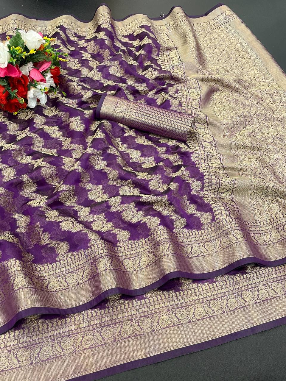 Vihika Organza Silk Saree With Attached Blouse