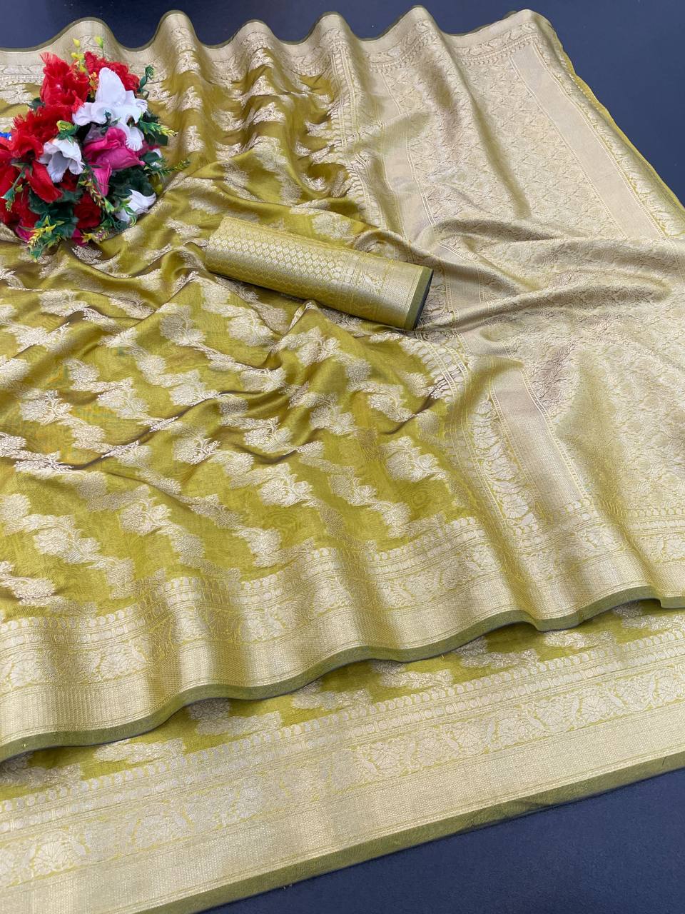 Vihika Organza Silk Saree With Attached Blouse