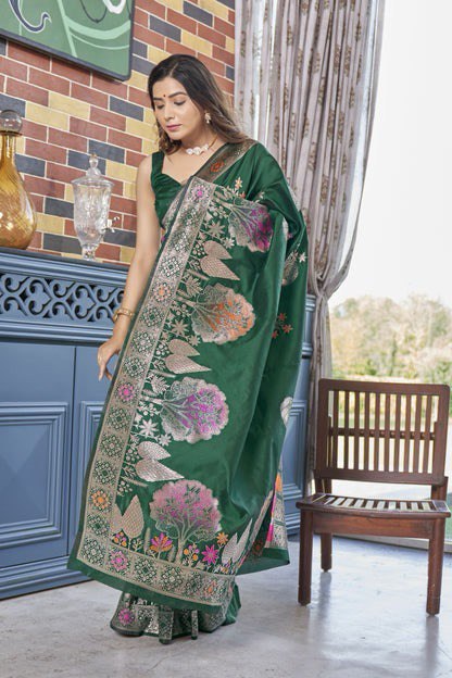 Paro Green Banarasi Silk Saree