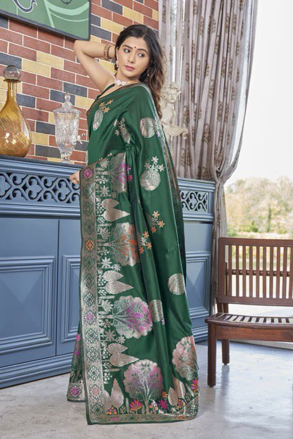 Paro Green Banarasi Silk Saree