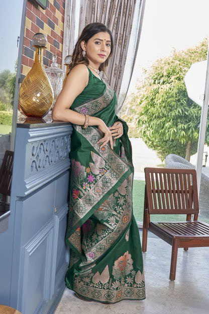 Paro Green Banarasi Silk Saree