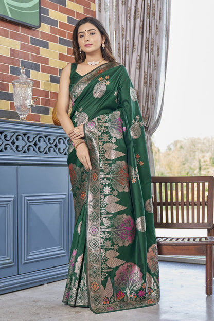 Paro Green Banarasi Silk Saree