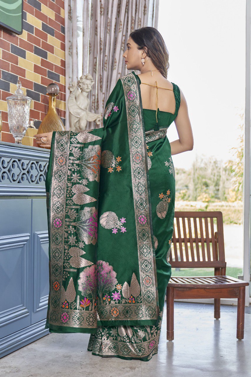 Paro Green Banarasi Silk Saree