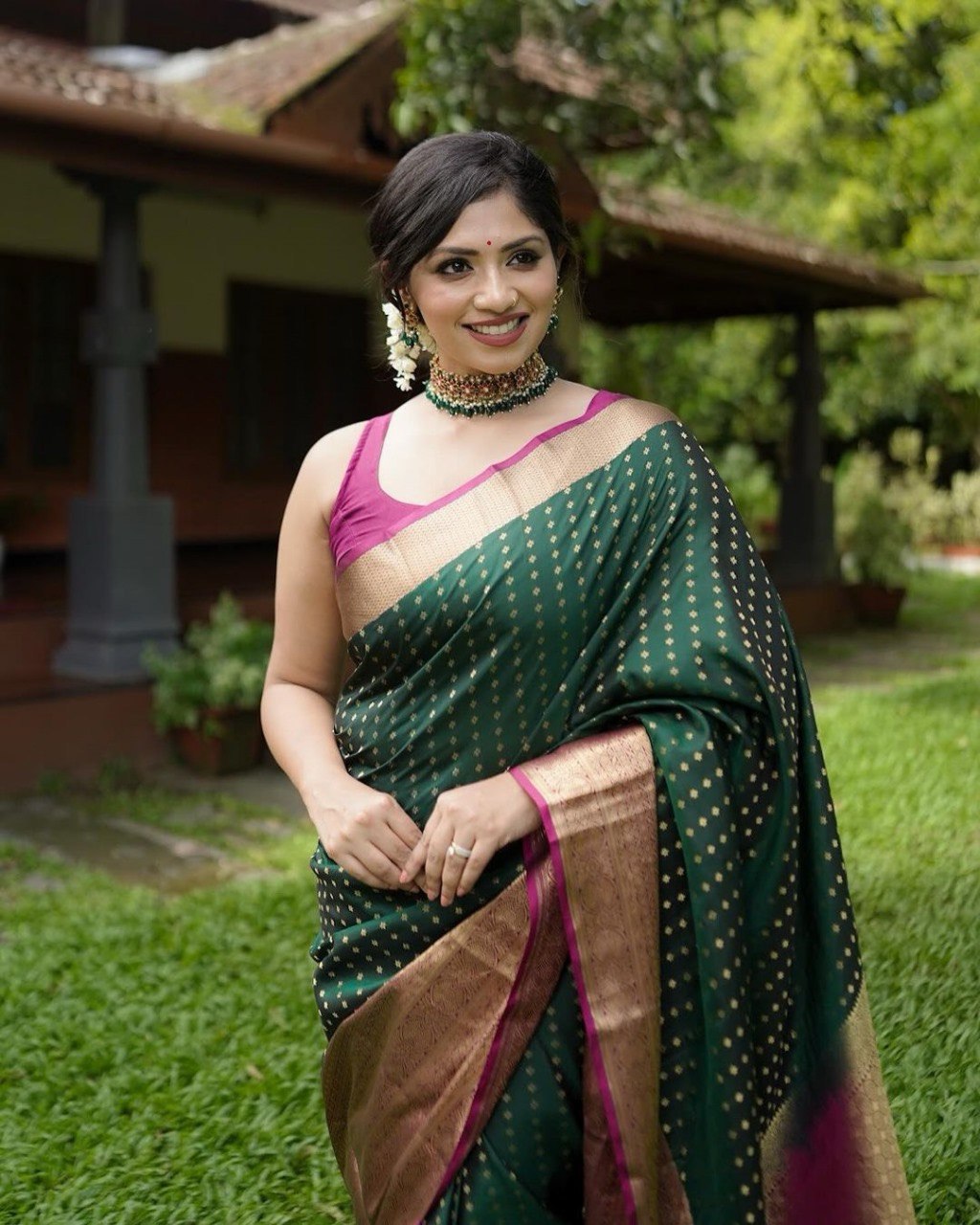 Jeel Green Banarasi Silk Saree