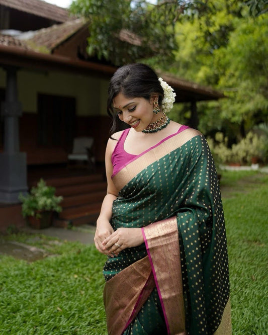 Jeel Green Banarasi Silk Saree