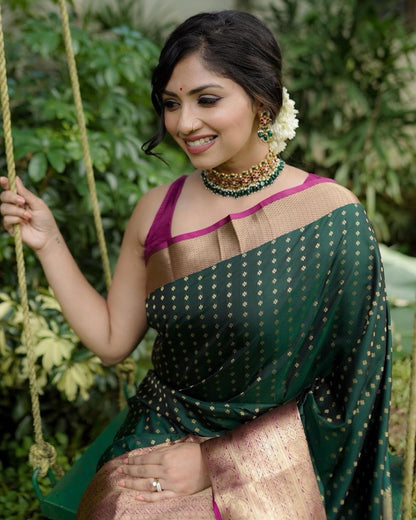 Jeel Green Banarasi Silk Saree