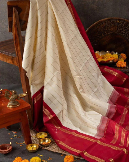 Jeel White Banarasi Silk Saree