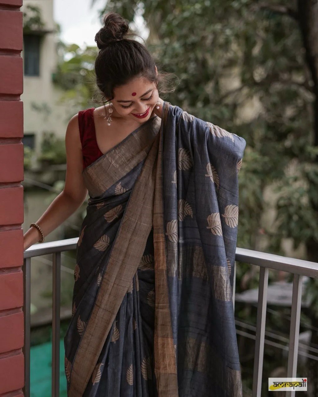 Sonal Grey Cotton Silk Saree