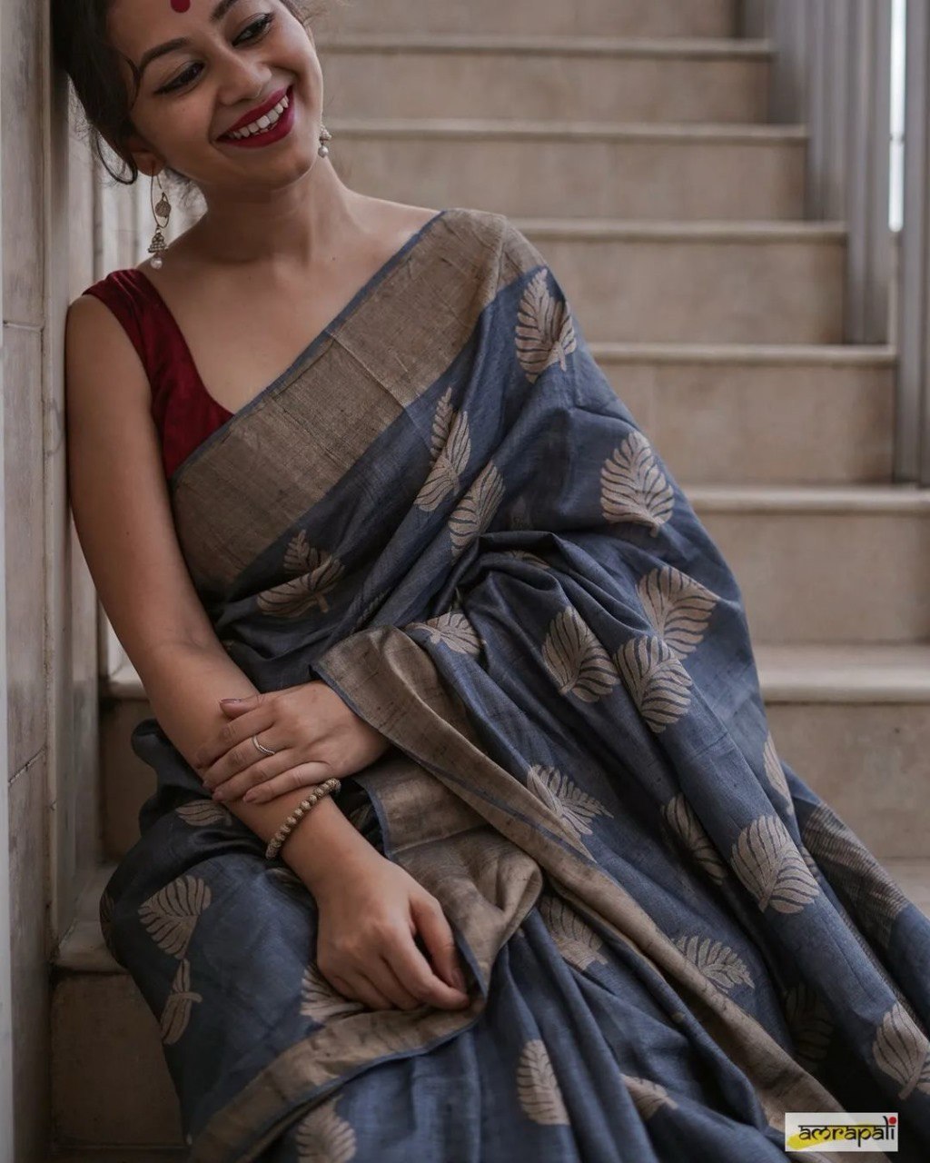 Sonal Grey Cotton Silk Saree