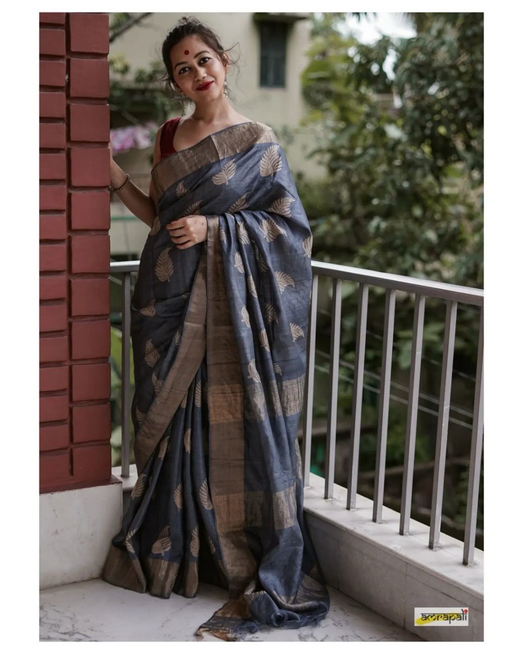 Sonal Grey Cotton Silk Saree