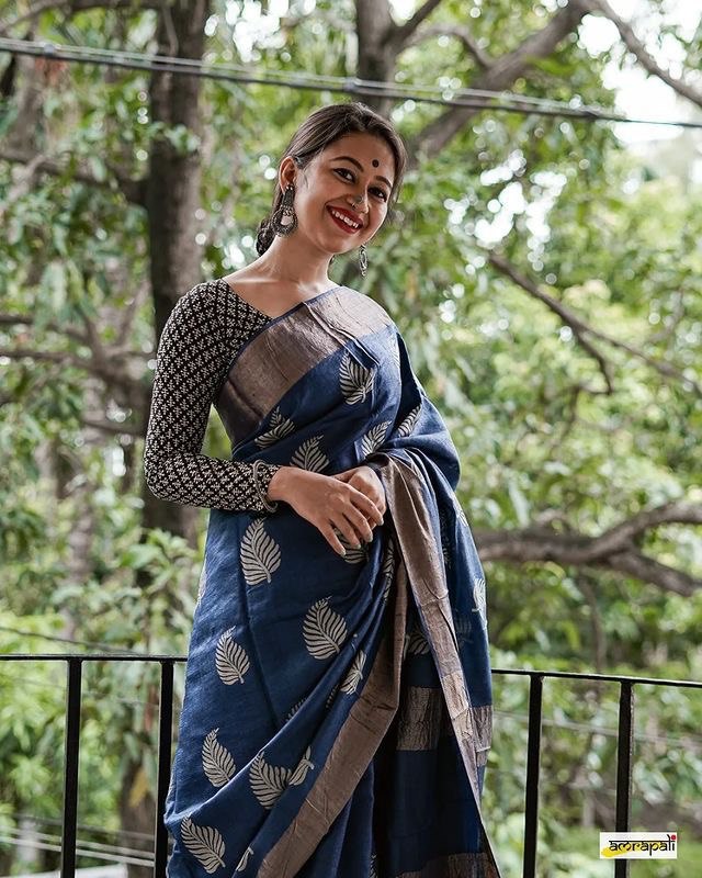 Sonal Nile Blue Cotton Silk Saree