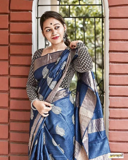 Sonal Nile Blue Cotton Silk Saree