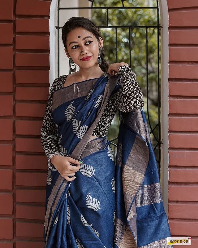 Sonal Nile Blue Cotton Silk Saree