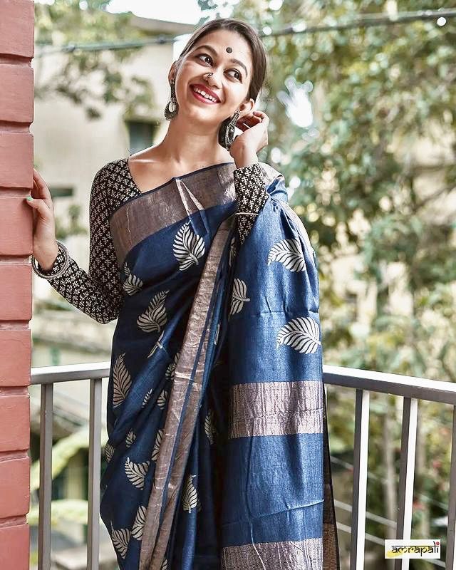 Sonal Nile Blue Cotton Silk Saree