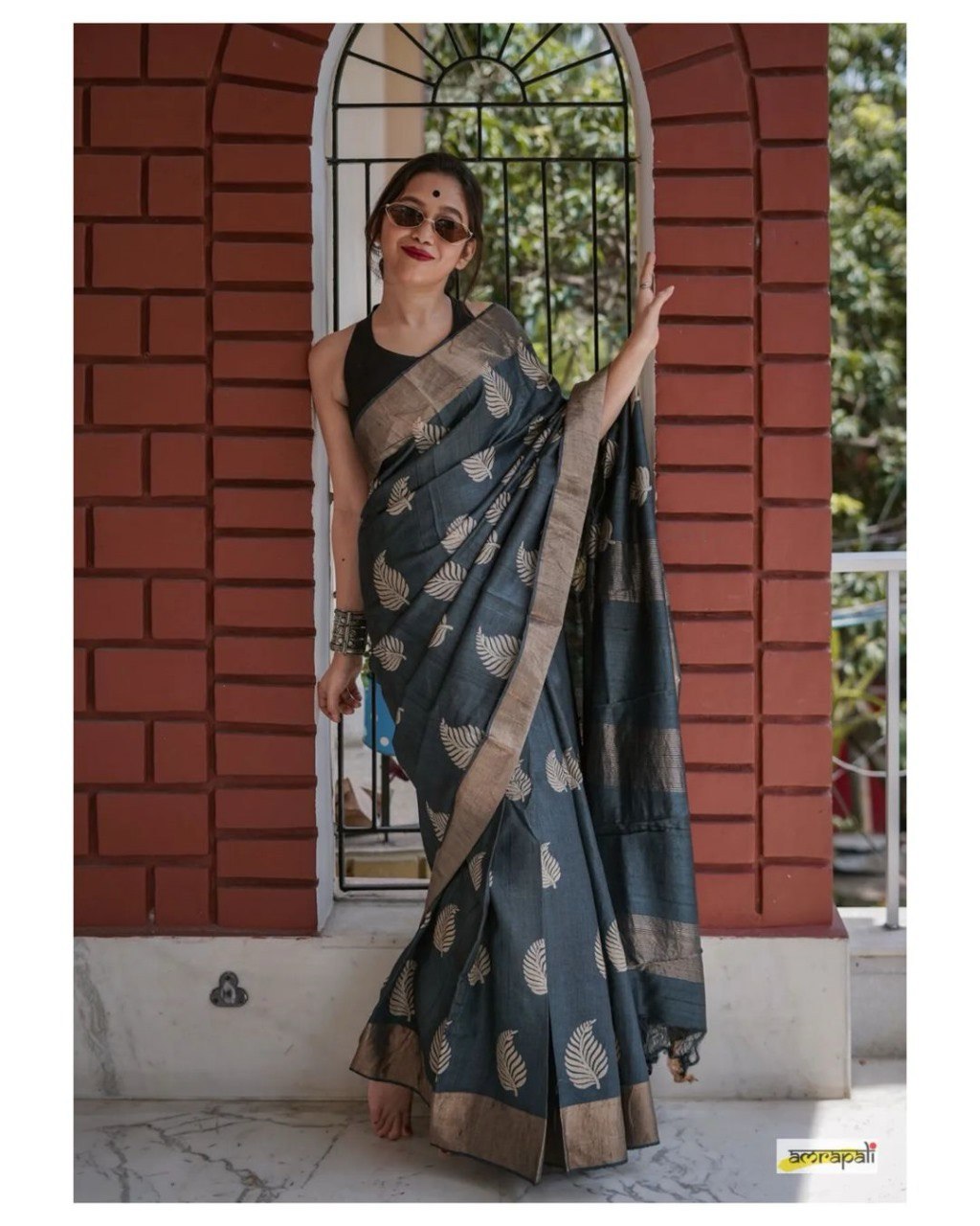 Sonal Black Cotton Silk Saree