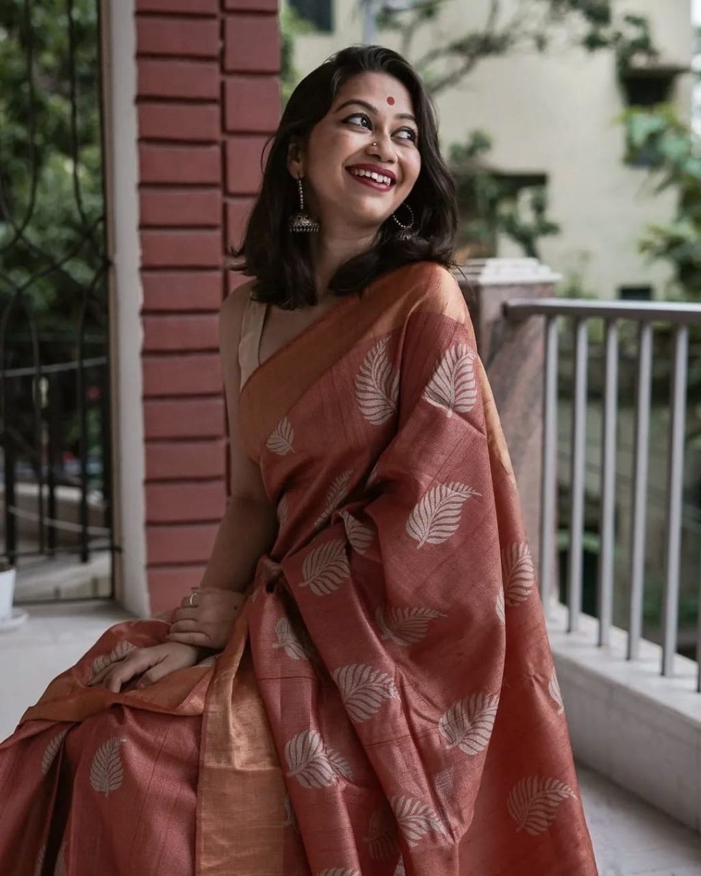 Sonal Brown Cotton Silk Saree