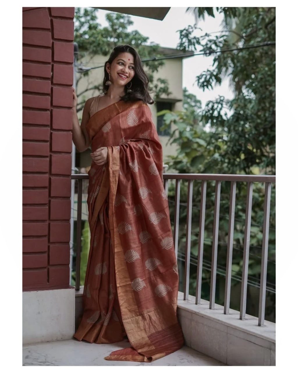 Sonal Brown Cotton Silk Saree