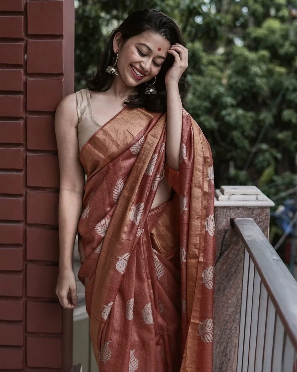 Sonal Brown Cotton Silk Saree