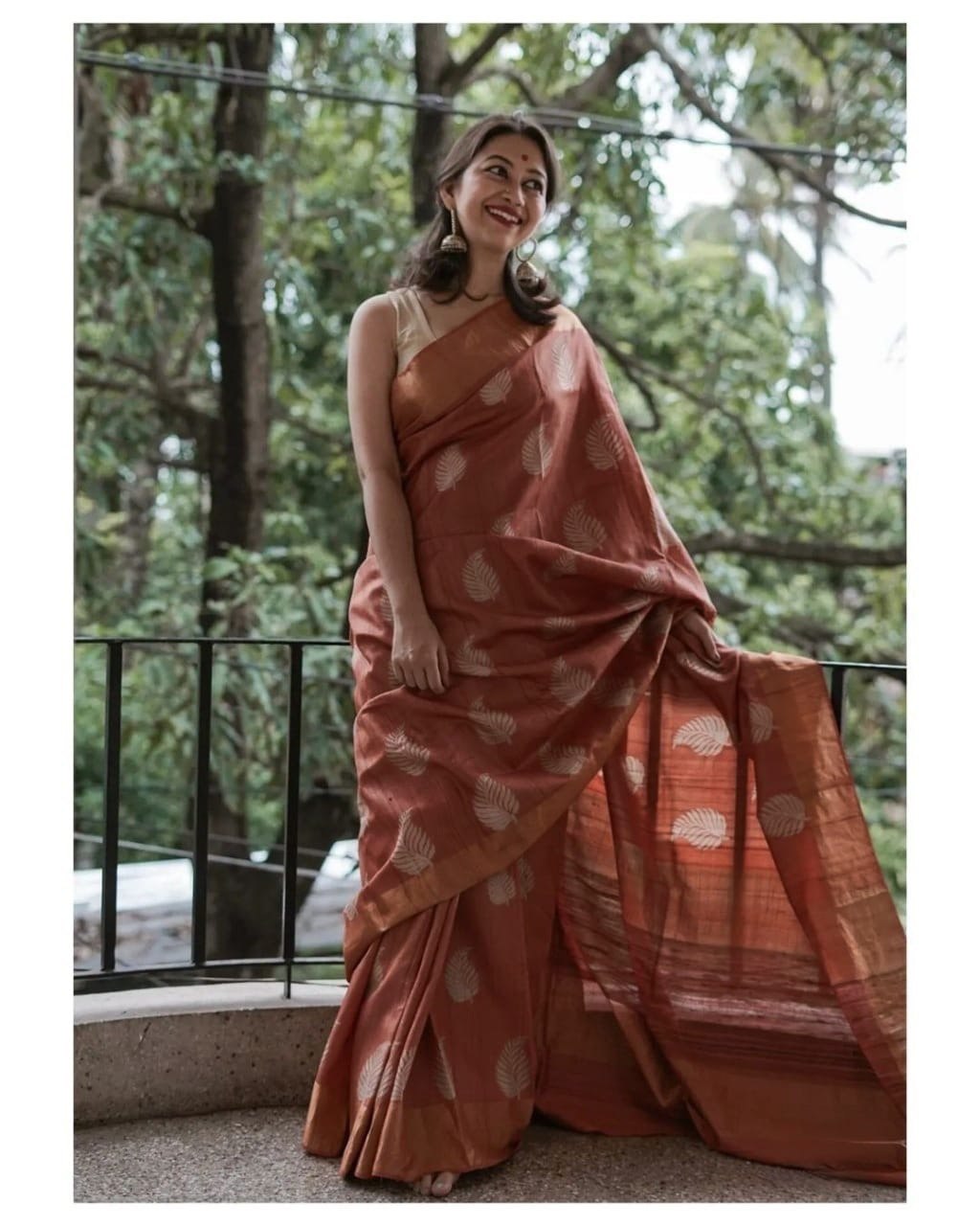 Sonal Brown Cotton Silk Saree