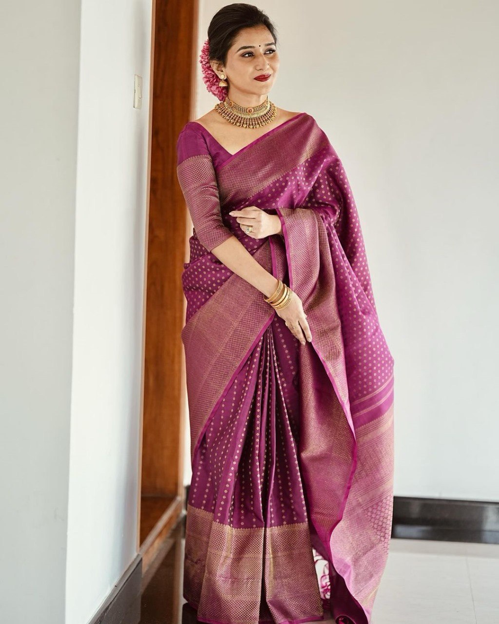 Janvi RubyPink Banarasi Silk Saree