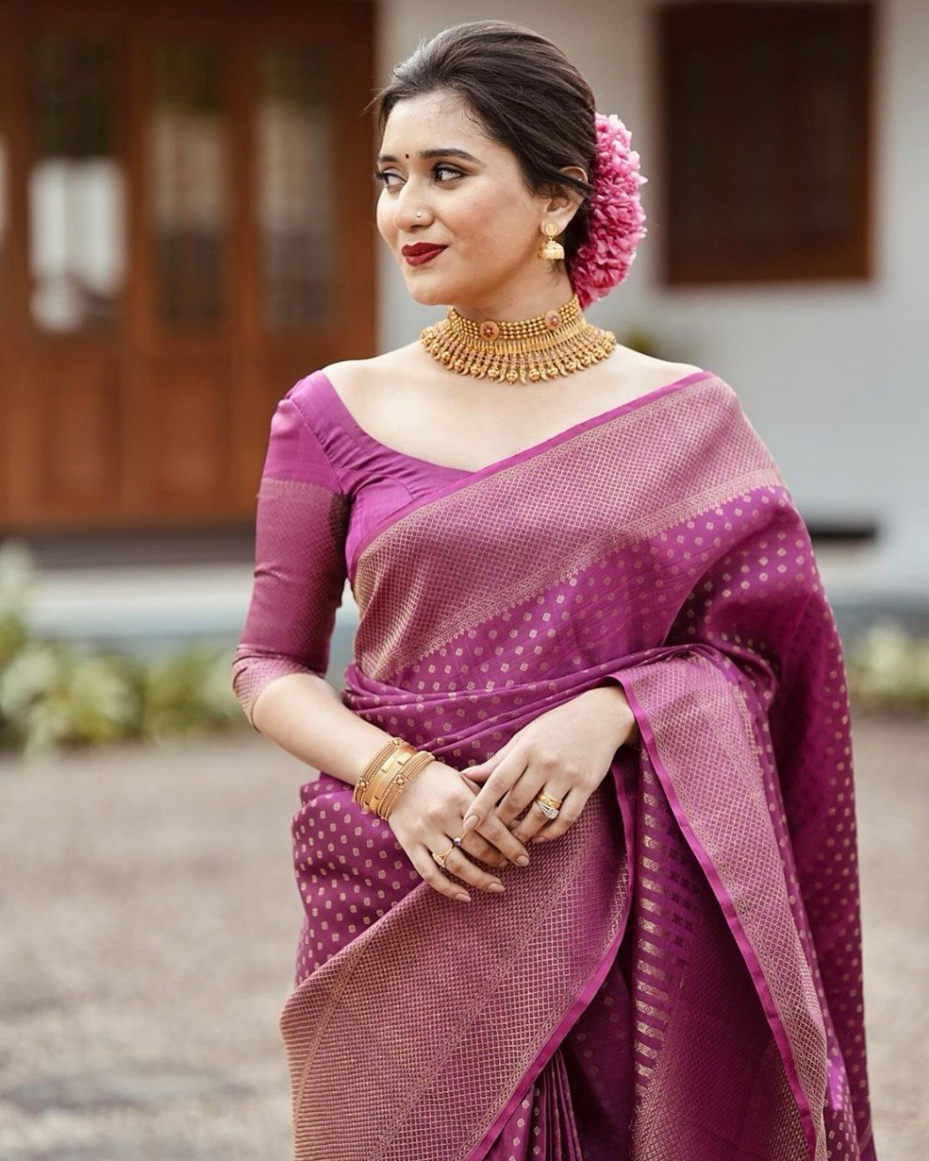 Janvi RubyPink Banarasi Silk Saree