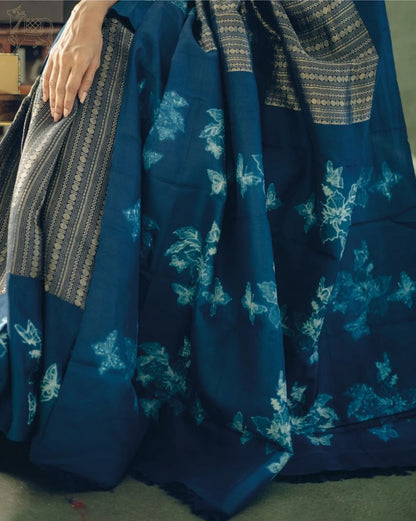 Banasri Blue Banarasi Silk Saree With Fabulous Blouse Piece