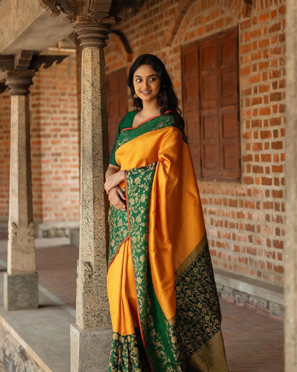 Venisha Yellow Banarasi Silk Saree With Fabulous Blouse Piece