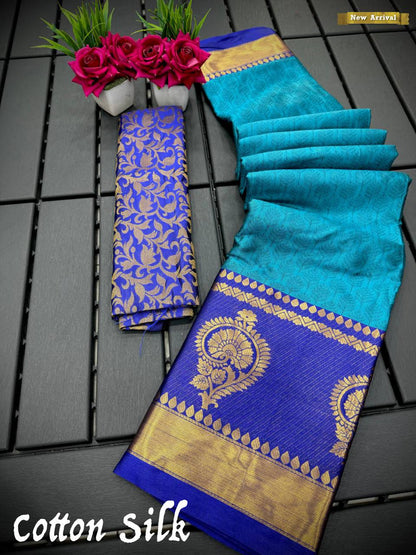 Nari SkyBlue Cotton Silk Saree