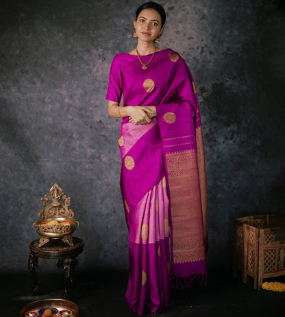 Shalvi Pink Banarasi Silk Saree WIth Fabulouse Blouse Piece