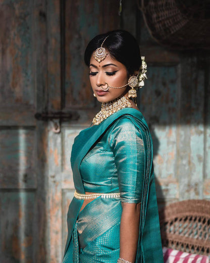 Emerald World Silk Saree WIth Fabulouse Blouse Piece