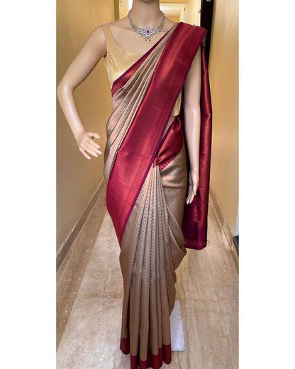 Regal Crimson Delight Maroon Banarasi Silk Saree WIth Fabulouse Blouse Piece