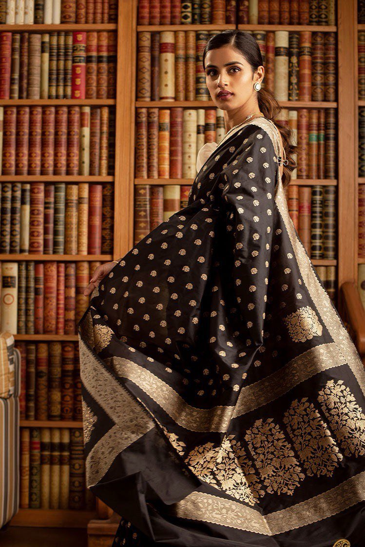 Lara Black Banarasi Silk Saree