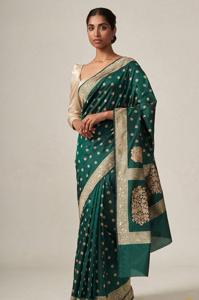 Lara Green Banarasi Silk Saree