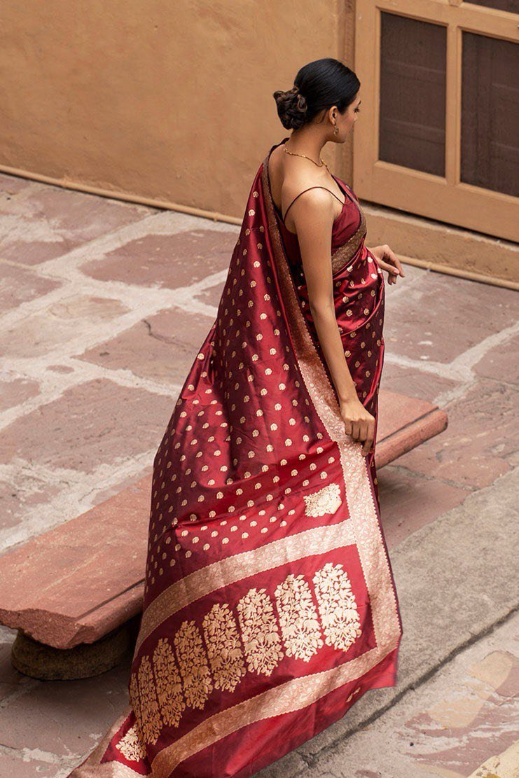 Lara Maroon Banarasi Silk Saree