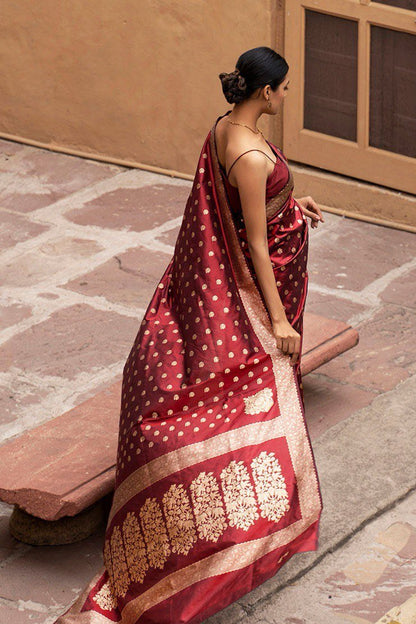 Lara Maroon Banarasi Silk Saree