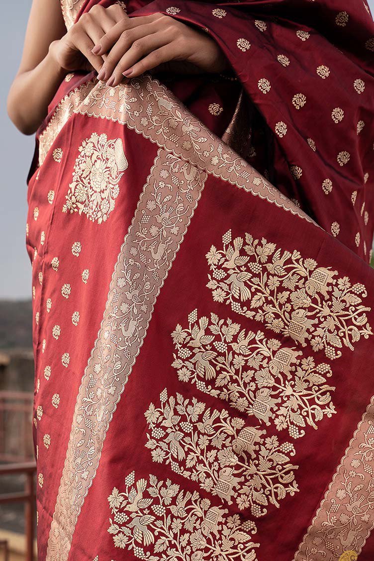 Lara Maroon Banarasi Silk Saree