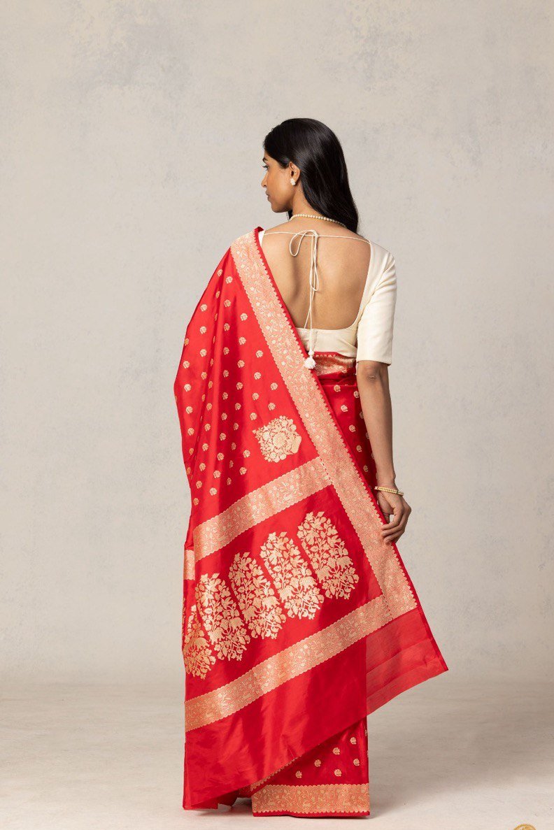 Lara Red Banarasi Silk Saree