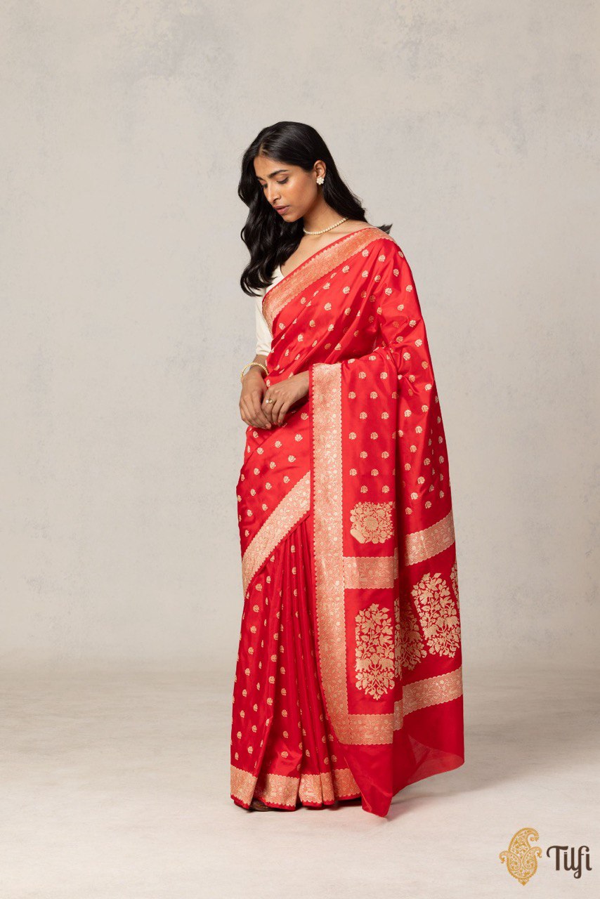 Lara Red Banarasi Silk Saree