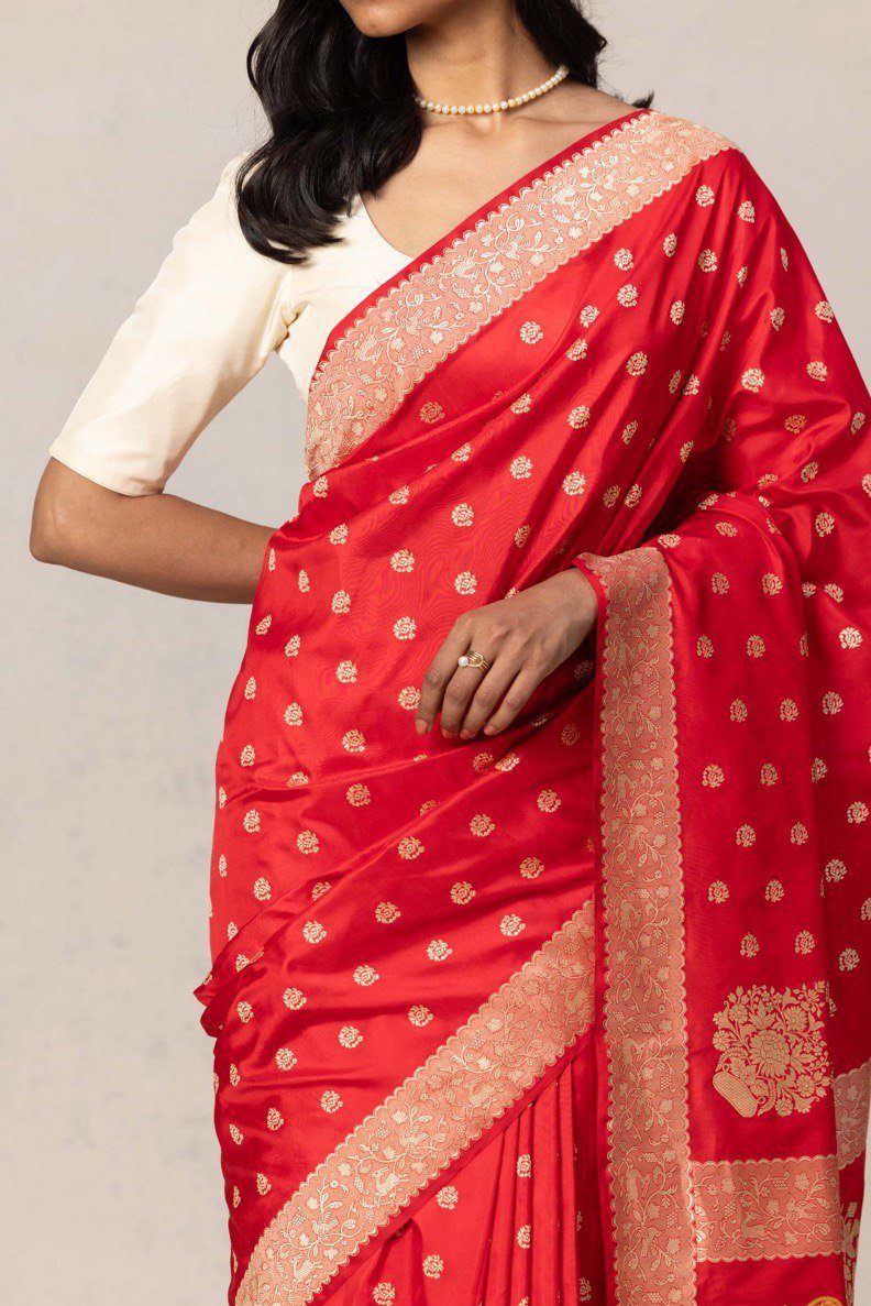 Lara Red Banarasi Silk Saree