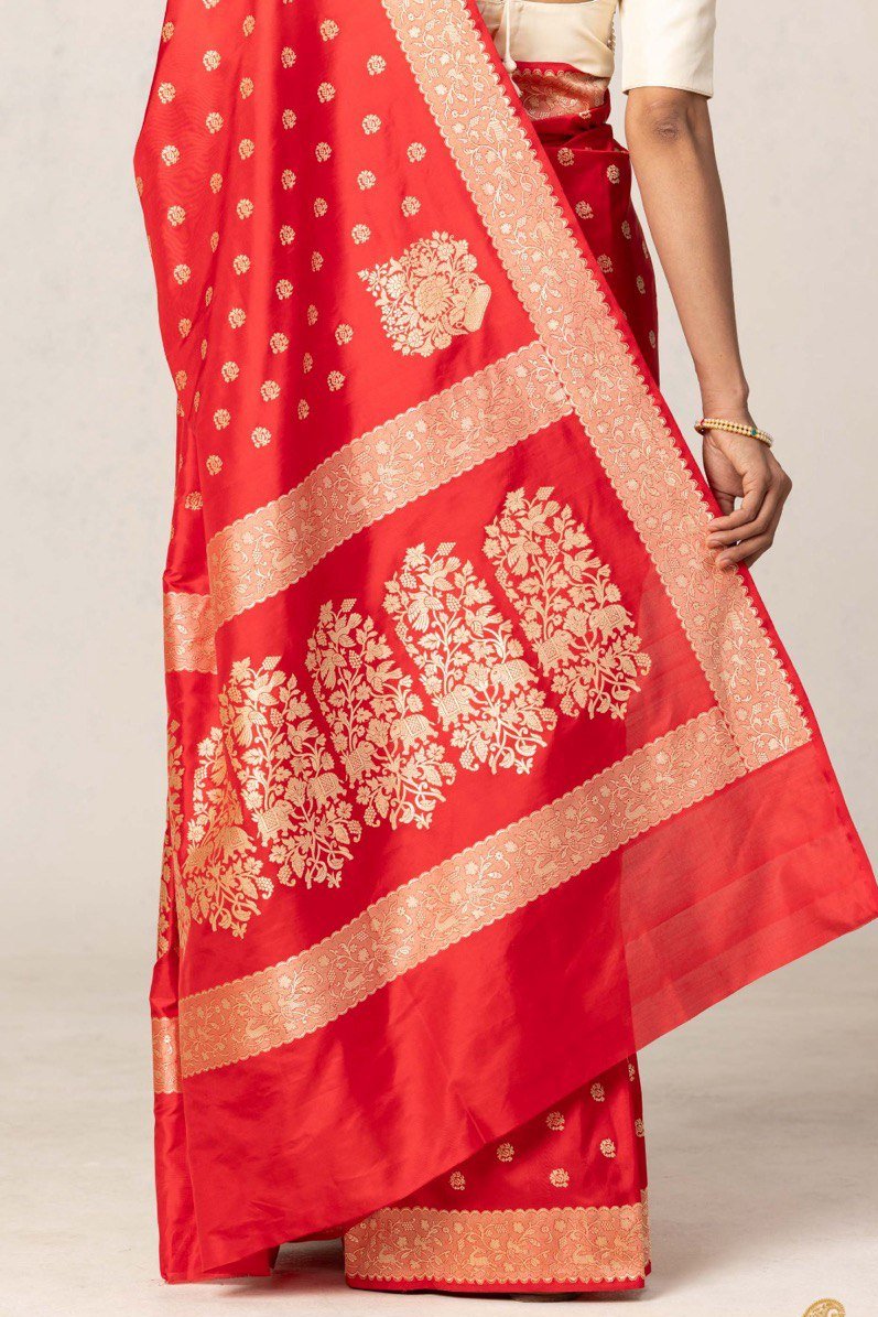 Lara Red Banarasi Silk Saree