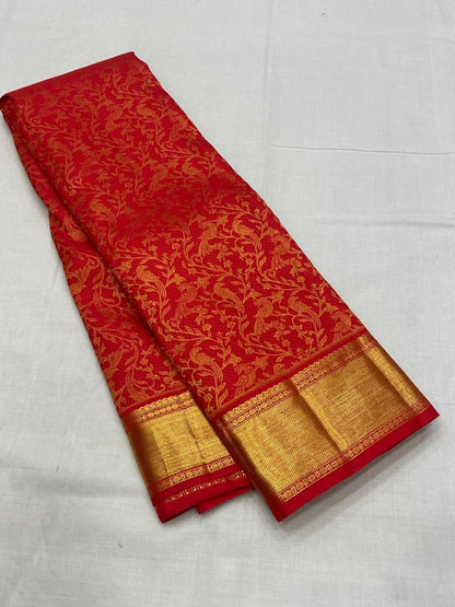 Crimson Pure Zari Red And Gold Royalty Banarasi Silk Saree WIth Fabulouse Blouse Piece