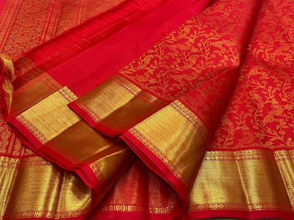 Crimson Pure Zari Red And Gold Royalty Banarasi Silk Saree WIth Fabulouse Blouse Piece