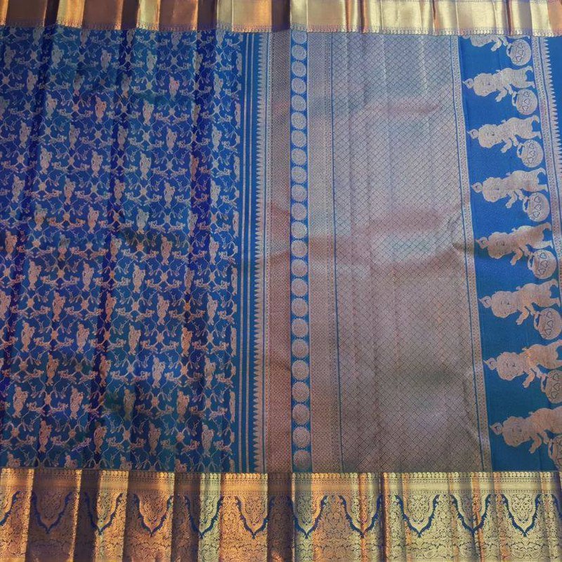 Kanha Blue Splendo Banarasi Silk Saree WIth Fabulouse Blouse Piece