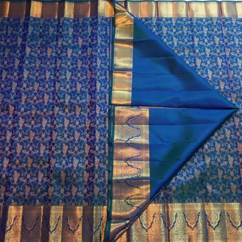 Kanha Blue Splendo Banarasi Silk Saree WIth Fabulouse Blouse Piece