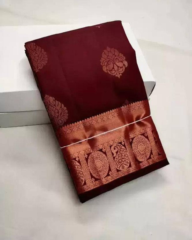 Maroon Opulence Banarasi Silk Saree WIth Fabulouse Blouse Piece