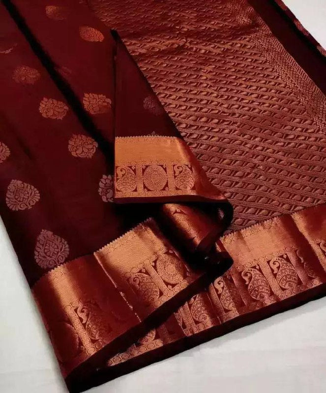 Maroon Opulence Banarasi Silk Saree WIth Fabulouse Blouse Piece