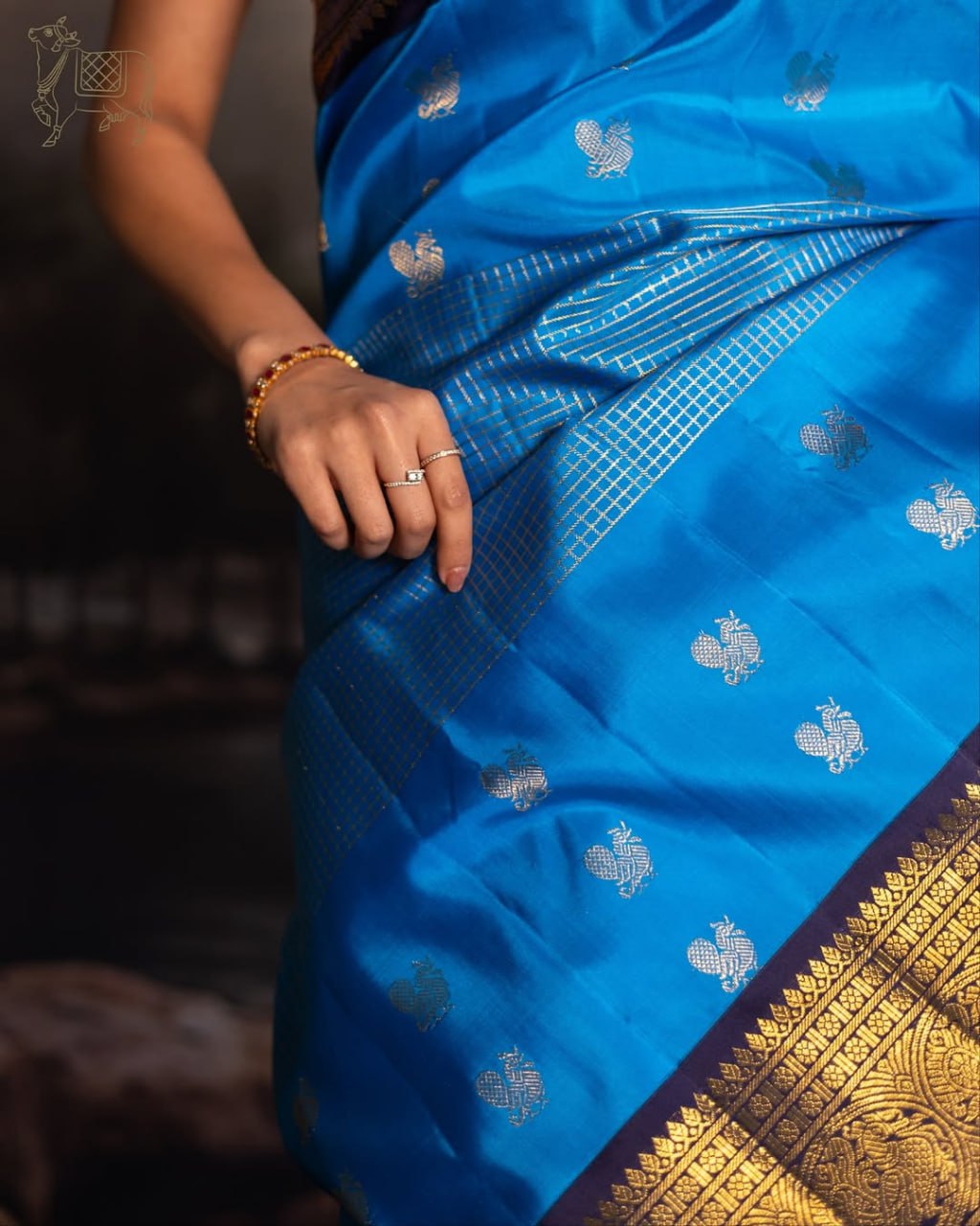 Lekha – Royal Blue Banarasi Soft Silk Saree with Silver Butti &amp; Rich Zari Border