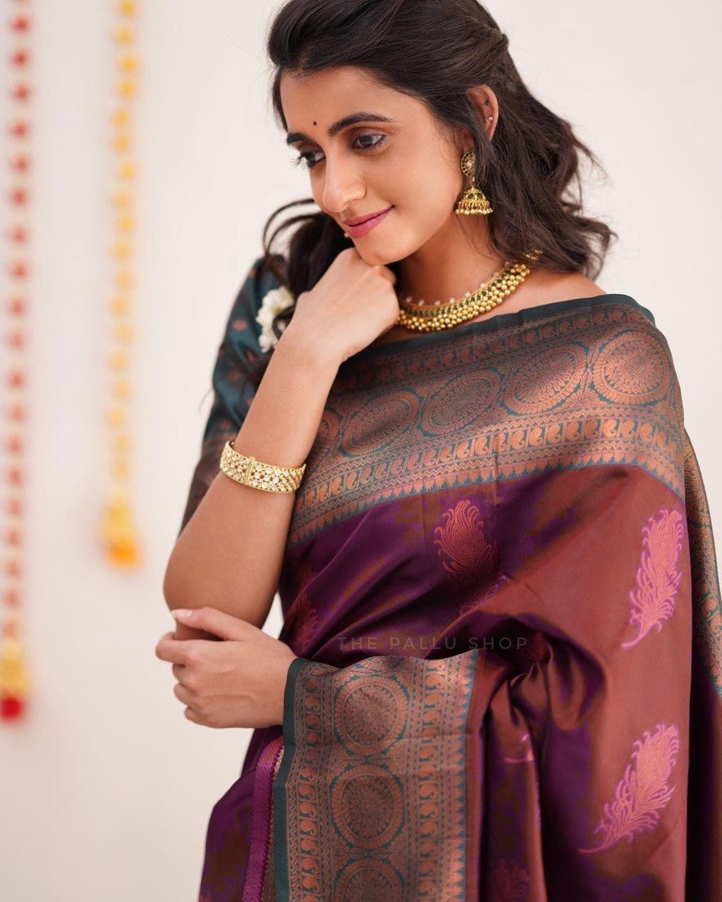 Komal Morpankh Wine Soft Silk Saree witch Attractive blouse piece