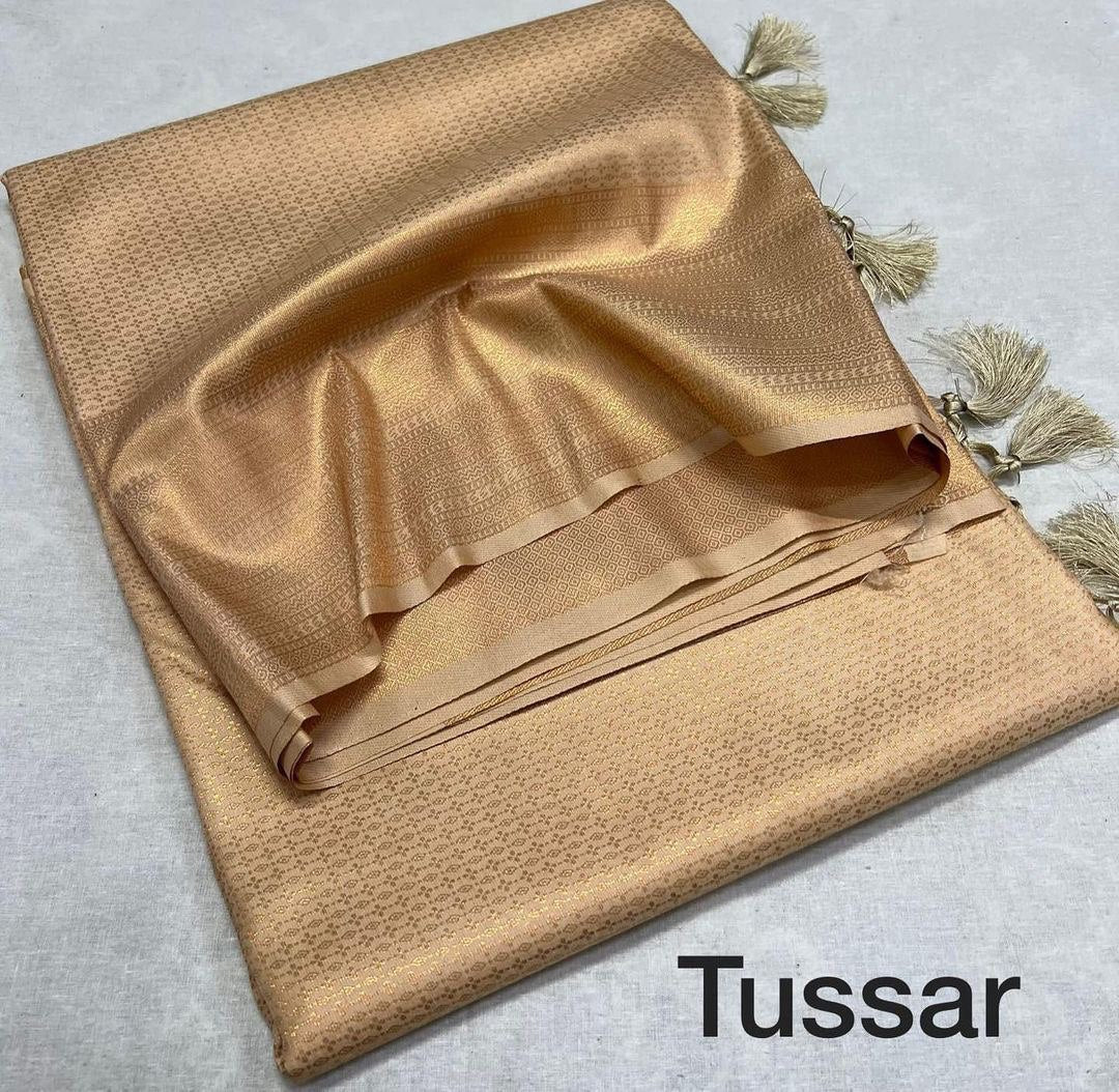 Tamanna Tussar Colored KanchiSoft  Silk Saree With Charming Blouse Piece