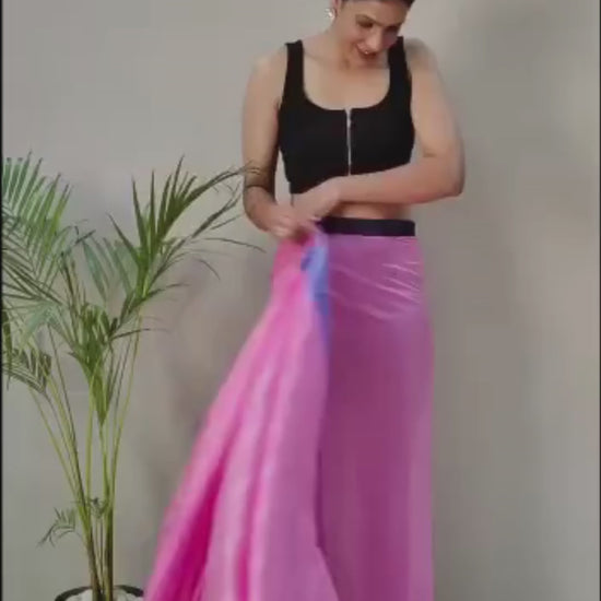 Neha Pink Just One Minute Ready To Wear Soft Silk Saree